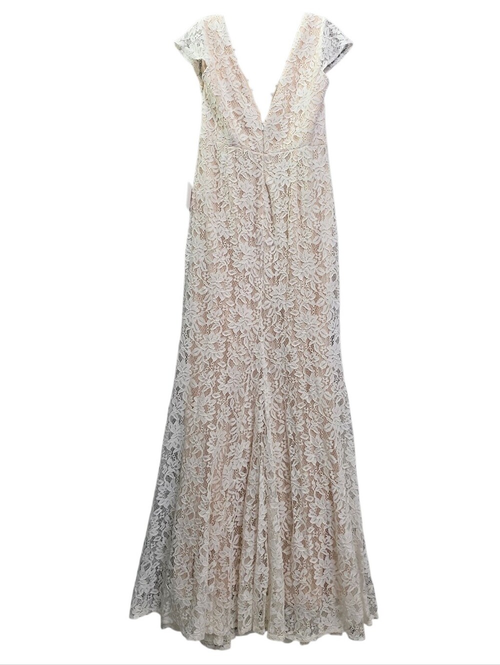 Nwt Lulu's Icing On The Cake Cap Sleeve Deep V Ivory  Floral Lace Wedding Dress - Picture 5 of 17